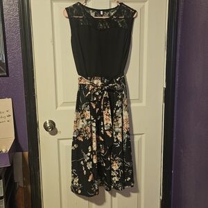 Chic Black Floral Mini Dress NWOT